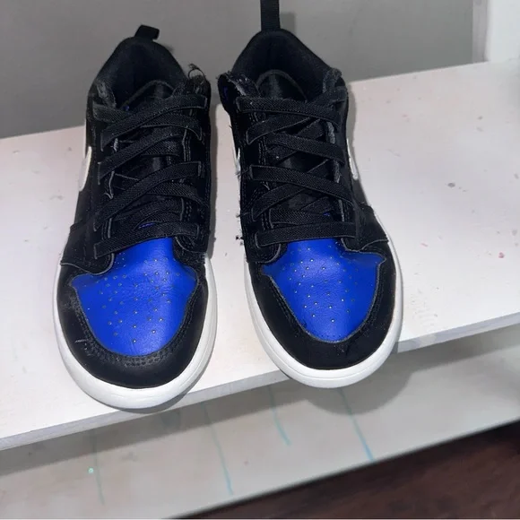 Jordan AJ 1 Low ALT Nike Black and Blue Sneakers with White Accents Velcro - Picture 5 of 7